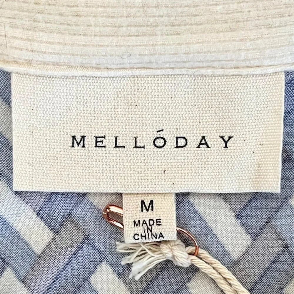 New Melloday Long Sleeve Button-Down Geometric Knit Shirt Dual-Color Collar